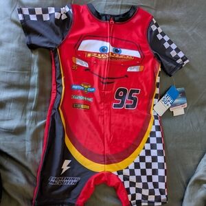 Disney Red Lightning McQueen Kids Swim One Piece Sz 5T UPF 50+ New